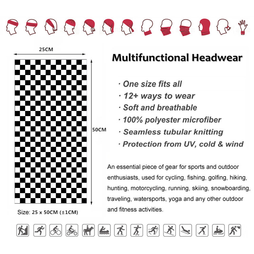 Checkered Ska Printed Headband - Cycling Gear Men 评论和价格
